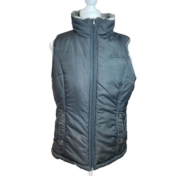 Valerie Stevens Reversible Faux Fur Vest L Full Zip Winter Warm Black Blush Pink - Picture 2 of 12